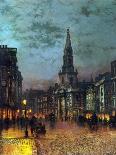 A Street at Night-John Atkinson Grimshaw-Giclee Print