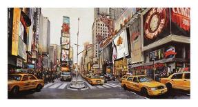 Taxi in Times Square-John B^ Mannarini-Laminated Art Print