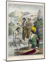 John Baptises Jesus While the Holy Dove Hovers Overhead-null-Mounted Art Print
