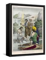 John Baptises Jesus While the Holy Dove Hovers Overhead-null-Framed Stretched Canvas