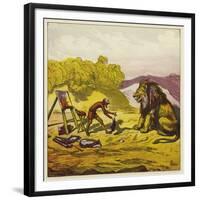 John Bold's Encounter with a Lion-Ernest Henry Griset-Framed Giclee Print