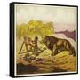 John Bold Surprised by a Lion While Painting-Ernest Henry Griset-Framed Stretched Canvas