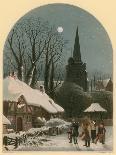 Victorian Christmas Scene with Band Playing in the Snow-John Brandard-Giclee Print