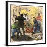 John Brown Between His Dying Sons in the Battle at Harper's Ferry, 1859-null-Framed Giclee Print