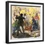 John Brown Between His Dying Sons in the Battle at Harper's Ferry, 1859-null-Framed Giclee Print