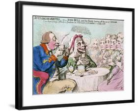 John Bull and His Family Leaving Off the Use of Sugar, 1792. United Kingdom, 18th Century-null-Framed Giclee Print