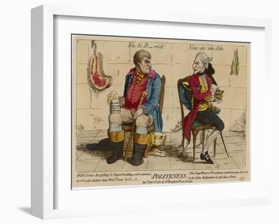 John Bull (First Known Representation) with His French Counterpart-Gillray-Framed Art Print