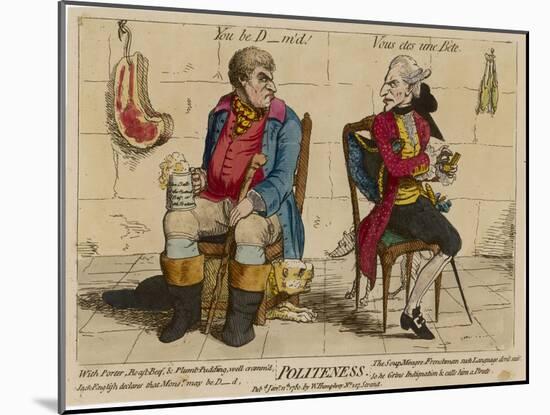 John Bull (First Known Representation) with His French Counterpart-Gillray-Mounted Art Print