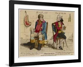 John Bull (First Known Representation) with His French Counterpart-Gillray-Framed Art Print