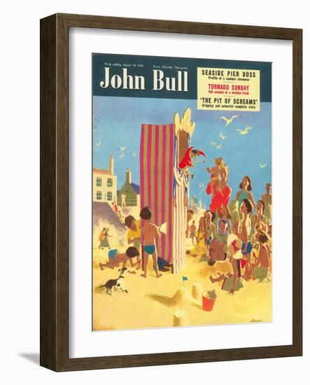 John Bull, Holiday Beaches, Punch and Judy Puppets Magazine, UK, 1950-null-Framed Giclee Print