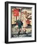 John Bull, Mothers and Sons Shopping in Wet Weather Magazine, UK, 1954-null-Framed Giclee Print