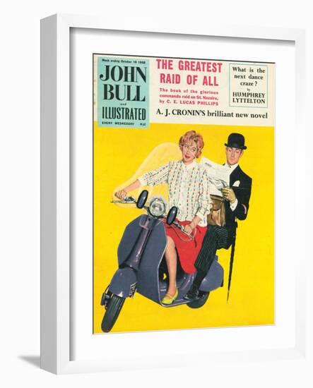 John Bull, Scooters City Gents Bowler Hats Commuters Magazine, UK, 1958-null-Framed Giclee Print