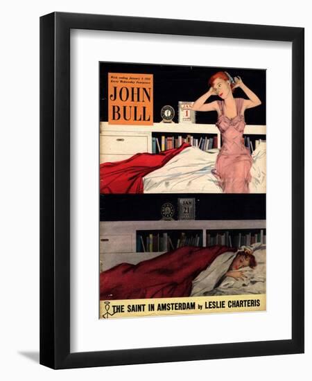 John Bull, Sleep Sleeping Beds Bedrooms Alarm Clocks New Years Resolutions Magazine, UK, 1954-null-Framed Giclee Print