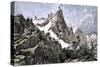 John C. Freemont Planting the U.S. Flag on the Colorado Rockies, c.1842-null-Stretched Canvas