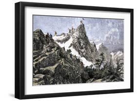 John C. Freemont Planting the U.S. Flag on the Colorado Rockies, c.1842-null-Framed Giclee Print