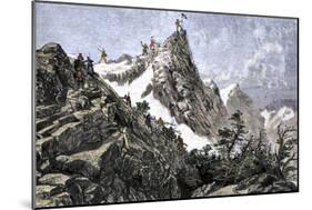 John C. Freemont Planting the U.S. Flag on the Colorado Rockies, c.1842-null-Mounted Giclee Print