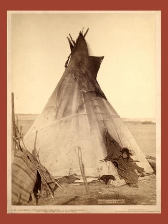 A Young Oglala Girl Sitting in Front of a Tipi