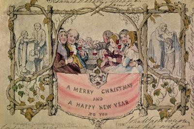 Christmas Card, Example of the First Known Christmas Card Being Used, 1843