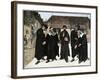 John Calvin and the Four Syndics Founding the Seminary Which Became the College of Geneva, 1559-null-Framed Giclee Print