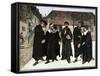 John Calvin and the Four Syndics Founding the Seminary Which Became the College of Geneva, 1559-null-Framed Stretched Canvas
