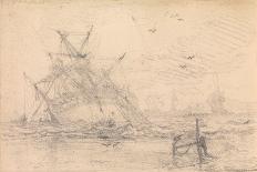 A Two Deck Ship Wrecked on a Beach, 19Th Century (Graphite)-John Christian Schetky-Giclee Print