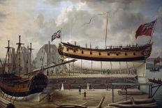 Launch of Fourth-Rate on River Orwell, at Ipswich, Ca 1748-John Cleveley Senior-Giclee Print