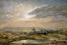Windmill on a Hill with Cattle Drovers-John Constable-Giclee Print