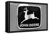 John Deere Vintage Tractor Emblem Black White Photo Poster-null-Framed Stretched Canvas