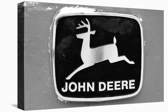 John Deere Vintage Tractor Emblem Black White Photo Poster-null-Stretched Canvas