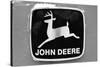 John Deere Vintage Tractor Emblem Black White Photo Poster-null-Stretched Canvas