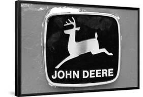 John Deere Vintage Tractor Emblem Black White Photo Poster-null-Framed Poster