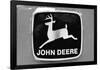 John Deere Vintage Tractor Emblem Black White Photo Poster-null-Framed Poster