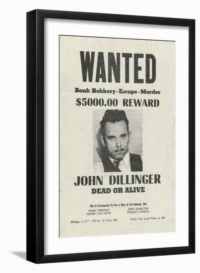 John Dillinger Wanted Poster-null-Framed Premium Giclee Print