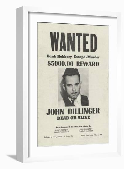 John Dillinger Wanted Poster-null-Framed Giclee Print