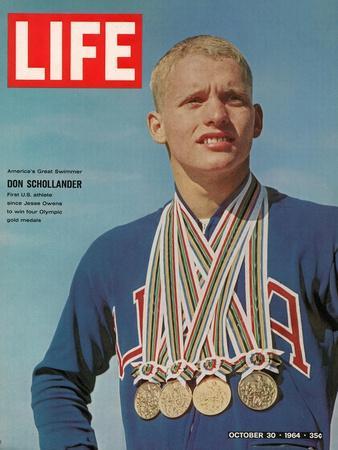 Don Schollander with his Four Olympic Gold Medals Won in Swimming Events, October 30, 1964