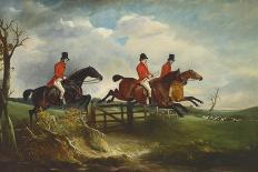 General Chasse, a Chestnut Racehorse Being Held by His Trainer, with His Jockey, J. Holmes-John E. Ferneley-Giclee Print