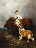 Portrait of Lady Margaret Douglas-Home with a Shetland Pony and a Collie-John Emms-Giclee Print