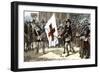 John Endicott Cutting the Cross Out of the King's Banner in Massachusetts Bay Colony, 1600s-null-Framed Giclee Print