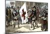 John Endicott Cutting the Cross Out of the King's Banner in Massachusetts Bay Colony, 1600s-null-Mounted Giclee Print