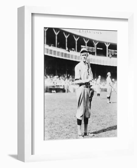 John Evers Chicago Cubs Portrait View Baseball Photograph - Chicago, IL-Lantern Press-Framed Art Print