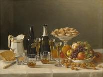 Still Life with Wine Bottles and Basket of Fruit, c.1857-John F^ Francis-Art Print