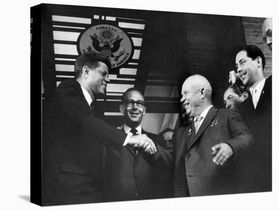 John F. Kennedy and Nikita S. Kruschev's First Meeting at Us Embassy-null-Stretched Canvas