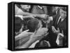 John F. Kennedy During His Campaign Tour-null-Framed Stretched Canvas