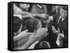 John F. Kennedy During His Campaign Tour-null-Framed Stretched Canvas