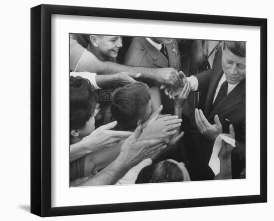 John F. Kennedy During His Campaign Tour-null-Framed Photographic Print