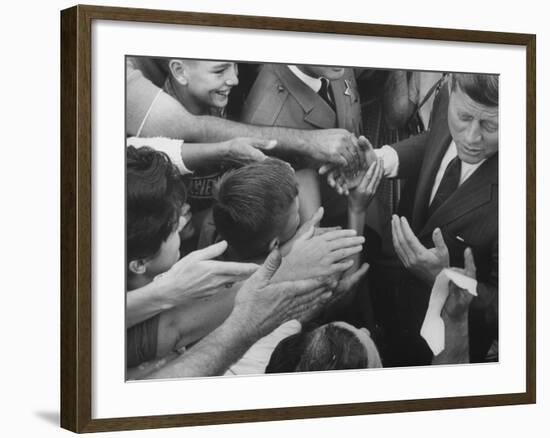 John F. Kennedy During His Campaign Tour-null-Framed Photographic Print