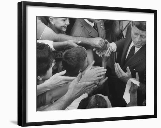 John F. Kennedy During His Campaign Tour-null-Framed Photographic Print