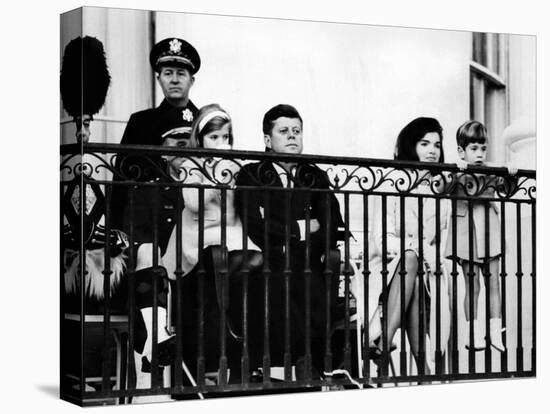 John F Kennedy Jr Gets Look at Famed Black Watch (Royal Highland Regiment) Pipe and Drum Corps-null-Stretched Canvas