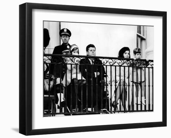 John F Kennedy Jr Gets Look at Famed Black Watch (Royal Highland Regiment) Pipe and Drum Corps-null-Framed Photo