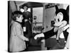 John F Kennedy Jr Shake Hands with Mickey Mouse During Visit to New York World's Fair, Apr 24, 1965-null-Stretched Canvas